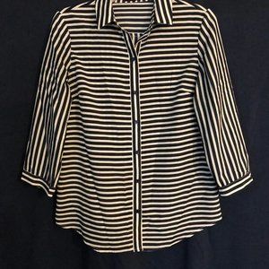 The Limited Navy Cream Button Down Blouse Stripes